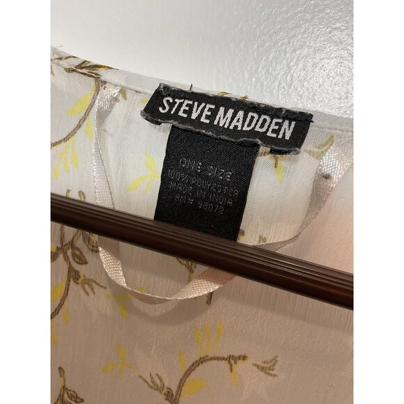 Women’s Sheer Kimono Steve Madden Boho Peasant Yellow Brown Tie One Size Floral - Picture 4 of 7